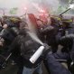 French rail strikers clash with police